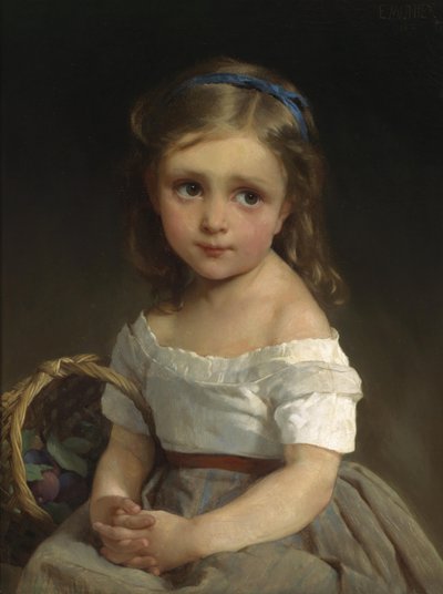 Mädchen mit Korb voller Pflaumen von Emile Munier
